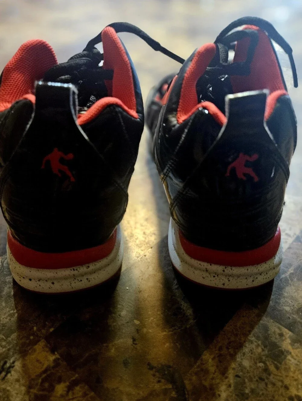 AND1 Lace-up High Top Basketball in a black and red colorway, Big Boy's Size 6